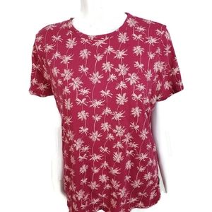 Style & Co. Womens Short Sleeve Tropical Print Cotton Top Size XL